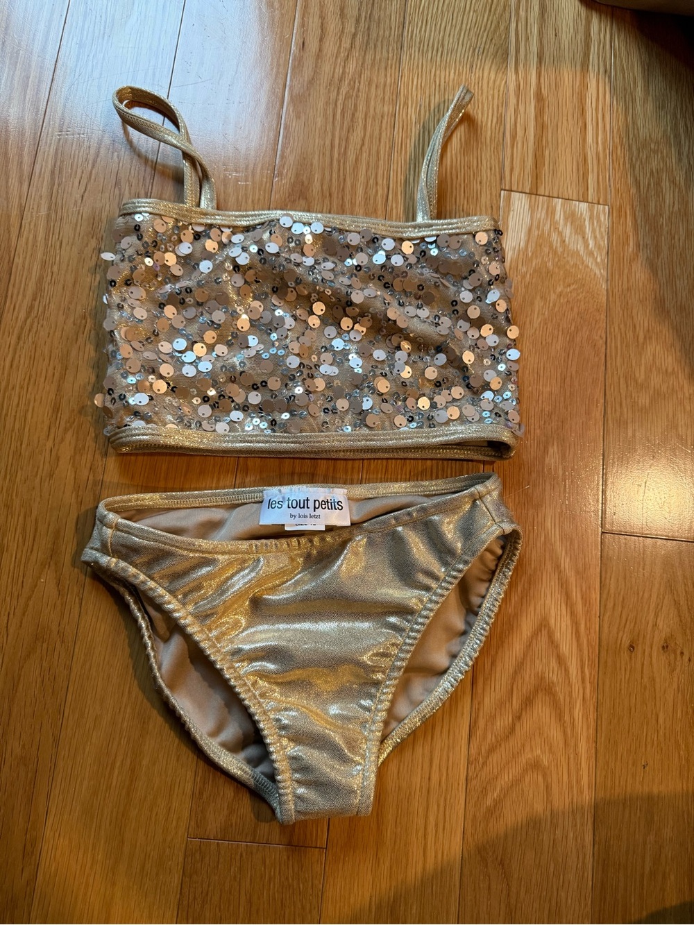 les tout petits Gold Sequin Two-Piece Kids Bikini